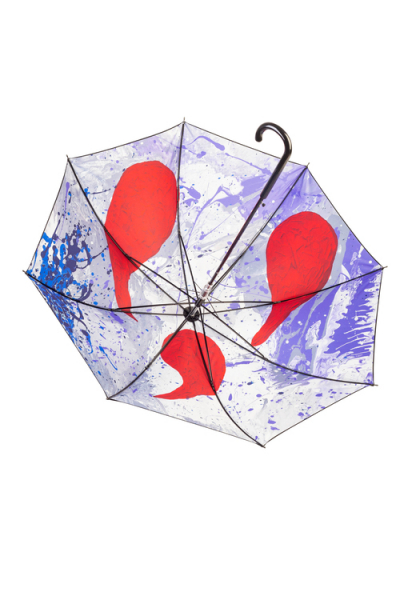 Зонт-трость c чёрным куполом и картиной «Финансовое благополучие» внутри
